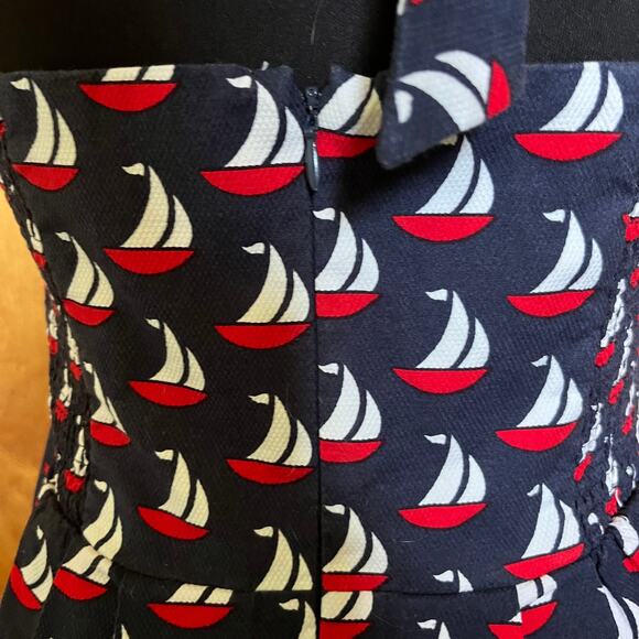 Postmark Anthropologie Dress Windward Nautical Navy Spring Fit & Flare 8 - Picture 7 of 12